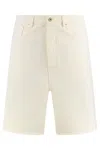 Drôle De Monsieur Oversized Denim Bermuda Shorts With Flared Leg In Neutral