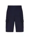 Drôle De Monsieur Cotton Blend Cargo Shorts In Blue