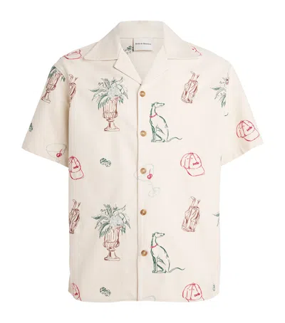 Drôle De Monsieur The Country Club Embroidered Shirt In Beige