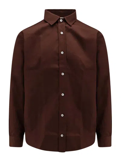 Drôle De Monsieur Cotton Blend Shirt In Brown
