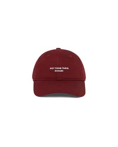 Drôle De Monsieur Drole De Monsieur Cotton Cap With Adjustable Strap And Engraved Metal Buckle In Burgundy