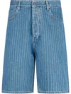 Drôle De Monsieur Blue 'le Short Baggy Rayures' Denim Shorts In Blue