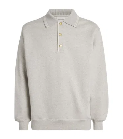 Drôle De Monsieur Cotton Fleece Polo Sweatshirt In Gray