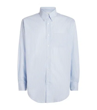 Drôle De Monsieur Cotton Stripe Shirt In Blue