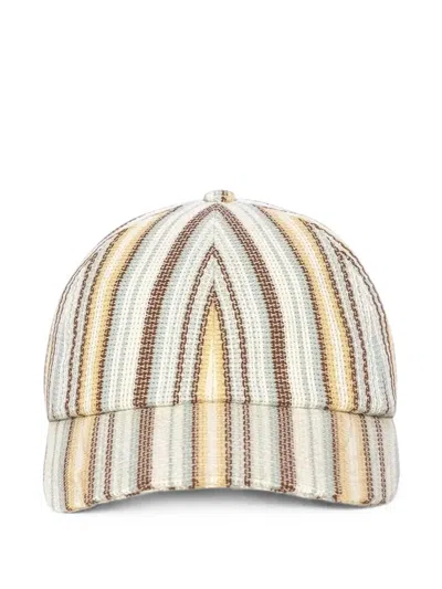 Drôle De Monsieur Cotton Striped Baseball Cap In Neutral