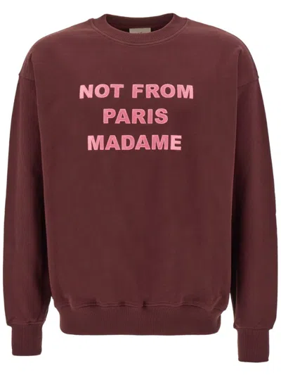 Drôle De Monsieur Cotton Sweatshirt Slogan Embroidery In Red