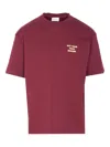 Drôle De Monsieur Crew Neck Logo Print T-shirt In Burgundy