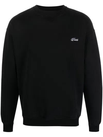 Drôle De Monsieur Crew Neck Solid-colour Sweatshirt In Black