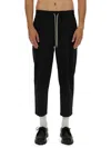 Drôle De Monsieur Black Carrot Pants With Drawstring In Wool Blend Man In Black
