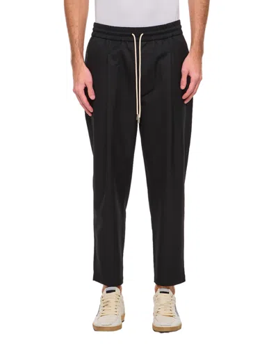Drôle De Monsieur Cropped Pants With Elastic Waistband And Drawstring Closure In Black