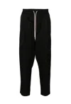 Drôle De Monsieur Black Carrot Pants With Drawstring In Wool Blend Man In Black