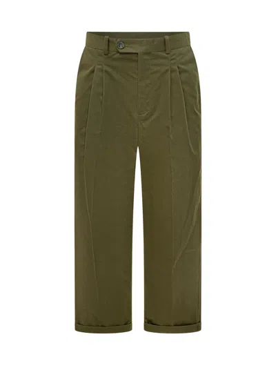 Drôle De Monsieur Drole De Monsieur Cropped Pleated Pants In Green