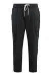 Drôle De Monsieur Cropped Trousers Elastic Waistband Pockets In Black