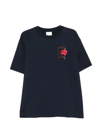 Drôle De Monsieur D Hibiscus Brodée T-shirt In Blue