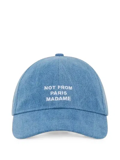 Drôle De Monsieur Denim Slogan Baseball Cap In Blue