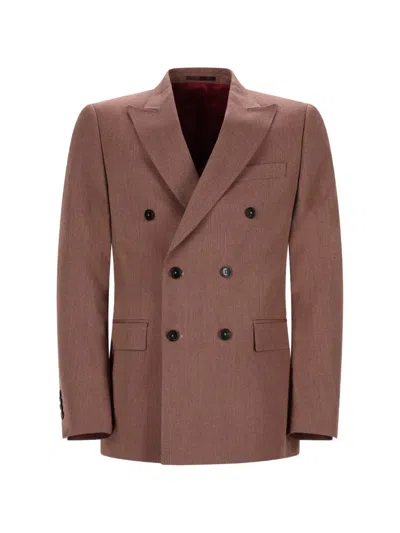 Drôle De Monsieur Brown Polyester Wool Viscose Jacket In Multi