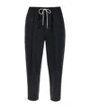 Drôle De Monsieur Cropped Trousers Elastic Waistband Pockets In Black