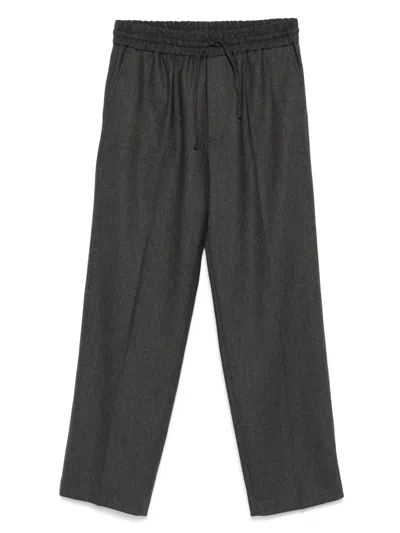 Drôle De Monsieur Flannel Elasticated Straight Leg Trousers In Green