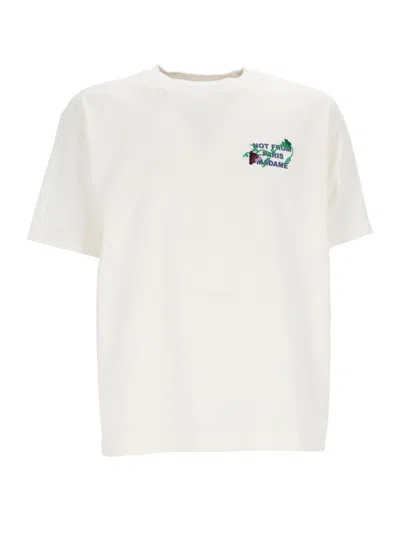 Drôle De Monsieur Dr�le De Monsieur 灰白色藤蔓刺绣标语 T 恤 In White