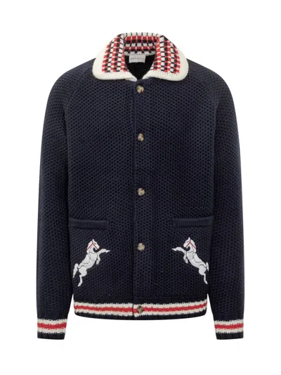 Drôle De Monsieur Drole De Monsieur Knitted Cardigan With Embroidery In Blue