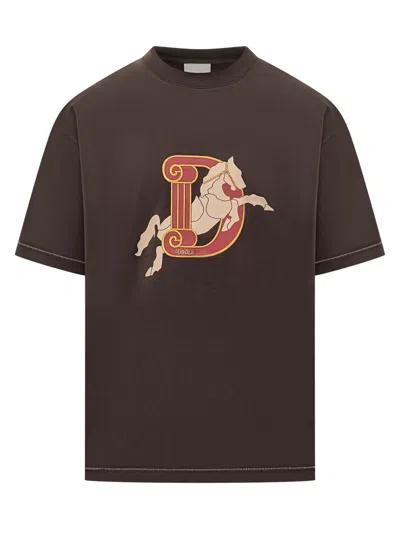 Drôle De Monsieur T-shirt With Horse Print In Brown