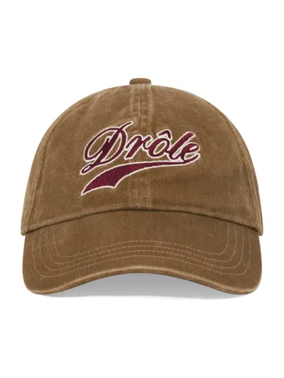 Drôle De Monsieur Drôle Embroidered Cap In Brown