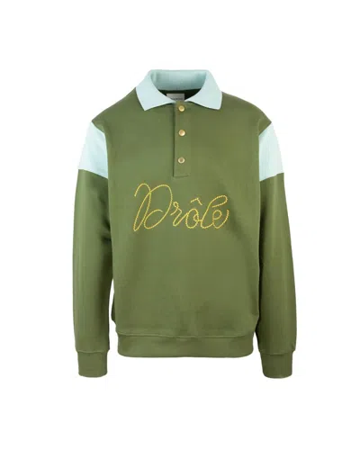Drôle De Monsieur Drule Tresses Colorblock Polo Shirt In Green