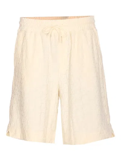 Drôle De Monsieur Textured Shorts Featuring Side Slits Design In Neutral