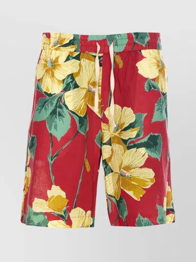 Drôle De Monsieur Elasticized Waist Floral Print Shorts With Lateral Pockets In Multi