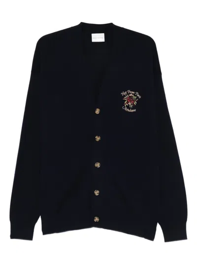 Drôle De Monsieur Long Sleeve Knitted Cardigan In Black