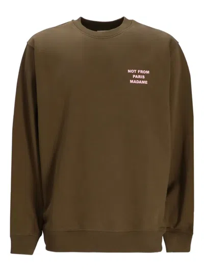 Drôle De Monsieur Embroidered Cotton Sweatshirt In Brown