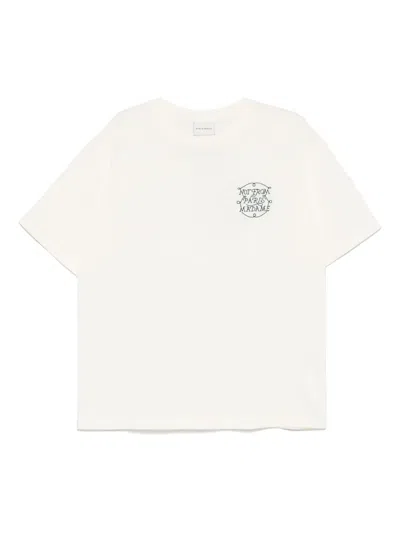 Drôle De Monsieur Le T-shirt Slogan Tresses White Crewneck T-shirt With Front And Rear Slogan Print In Cotton Man In Neutral