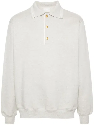 Drôle De Monsieur Cotton Fleece Polo Sweatshirt In Gray