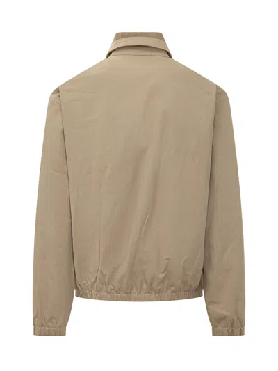 Drôle De Monsieur Drole De Monsieur Embroidered Logo Jacket With Zip In Beige