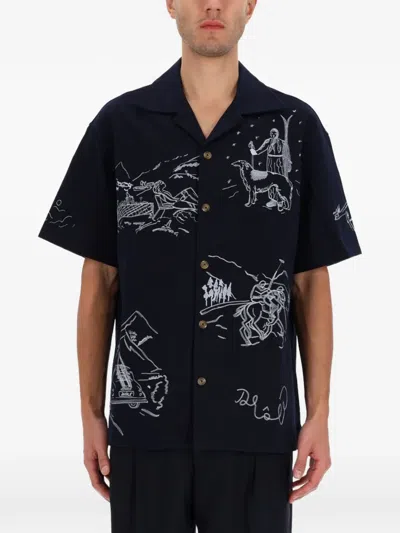 Drôle De Monsieur Embroidered Shirt Short Sleeves Relaxed Fit Graphic In Multi