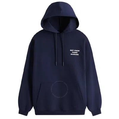 Drôle De Monsieur Drole De Monsieur Embroidered Slogan Printed Cotton Hoodie In Blue