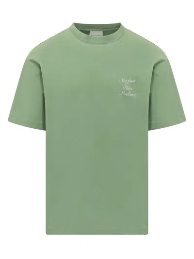 Drôle De Monsieur Drole De Monsieur Embroidered Slogan T-shirt In Light Green