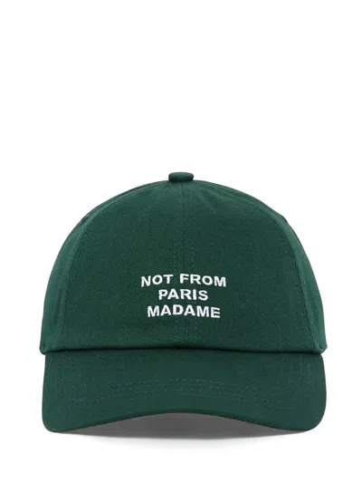 Drôle De Monsieur Drole De Monsieur Embroidered Writing Hat With Metal Buckle In Green