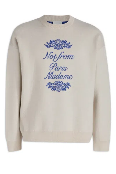 Drôle De Monsieur Beige 'la Maille Slogan Ornements' Sweater