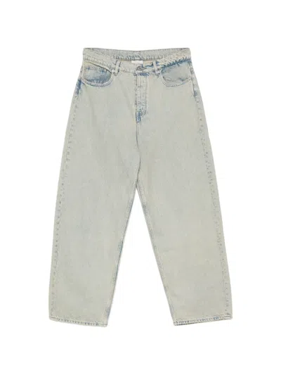 Drôle De Monsieur Baggy Denim Jeans Faded Wash Design In Gray