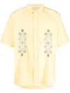 Drôle De Monsieur Flower-embroidery Cotton Shirt In Yellow