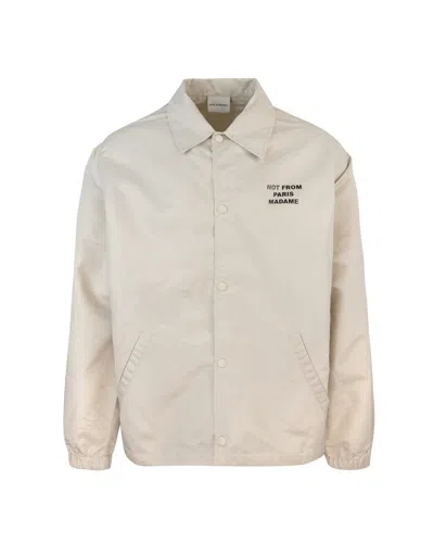 Drôle De Monsieur Beige Slogan Jacket In Neutral