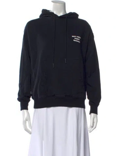 Pre-owned Drôle De Monsieur Graphic Print Crew Neck Hoodie In Black