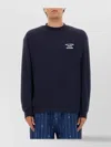 Drôle De Monsieur Graphic Print Crew Neck Long Sleeve Sweater In Blue