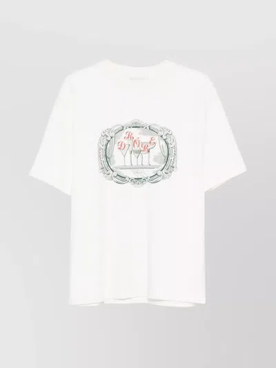 Drôle De Monsieur Graphic Print Crew Neck Short Sleeve T-shirt In White