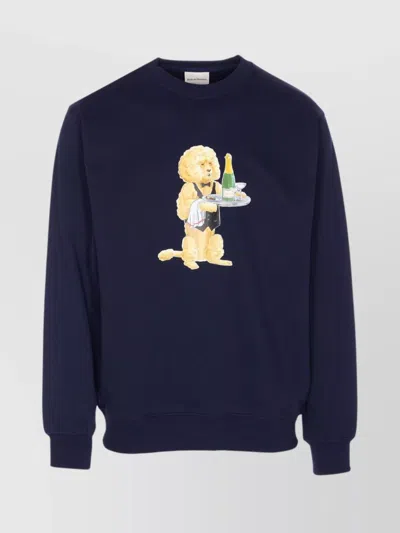 DRÔLE DE MONSIEUR GRAPHIC PRINT CREWNECK LONG SLEEVE SWEATER