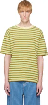 Drôle De Monsieur Green & Yellow 'le T-shirt Rayé' T-shirt In Mustard