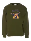 Drôle De Monsieur Crewneck Embroidered Logo Sweater In Green
