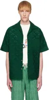 Drôle De Monsieur Green 'la Chemise Brodée Tapisserie' Shirt In Dark Green