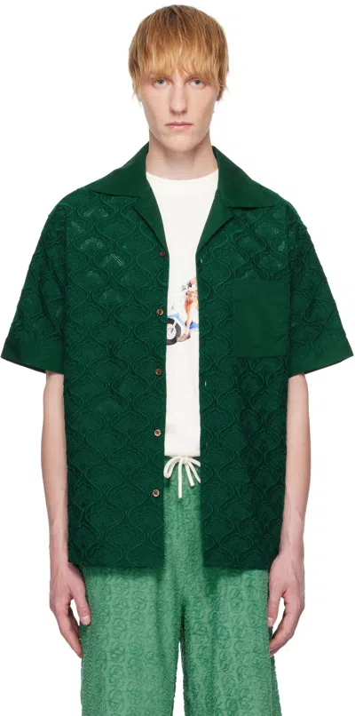 Drôle De Monsieur Green 'la Chemise Brodée Tapisserie' Shirt In Dark Green